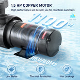 Swimming Pool Pump 1.5HP 115V 1100W, Single Speed Pumps for Above Ground, 5280 GPH Max. Flow